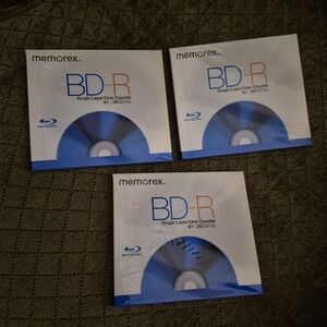 NEW BD-R Single Laywr 6x 25GB Blueray Disc - Set Of 3